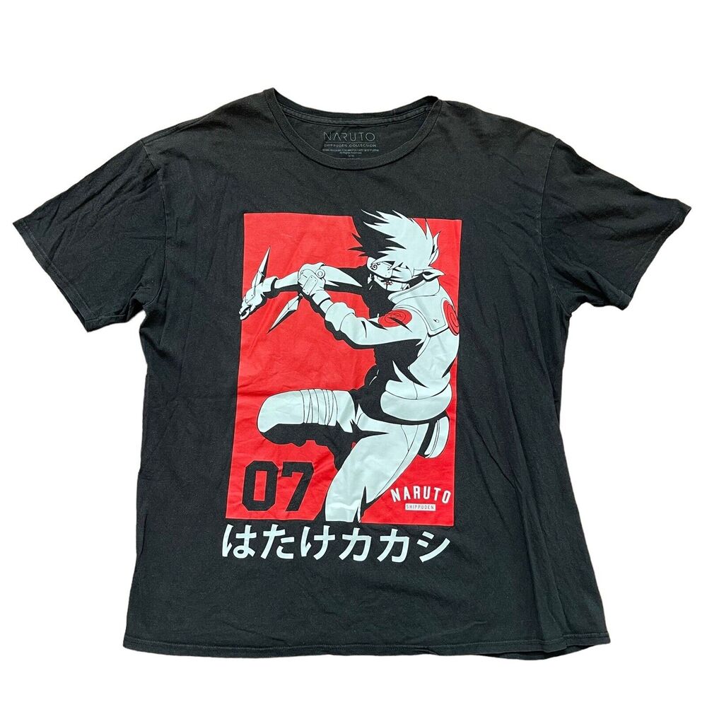 Naruto Mens Size XL T-Shirt Short Sleeve Shippuden Collection Tee 2002 FADED